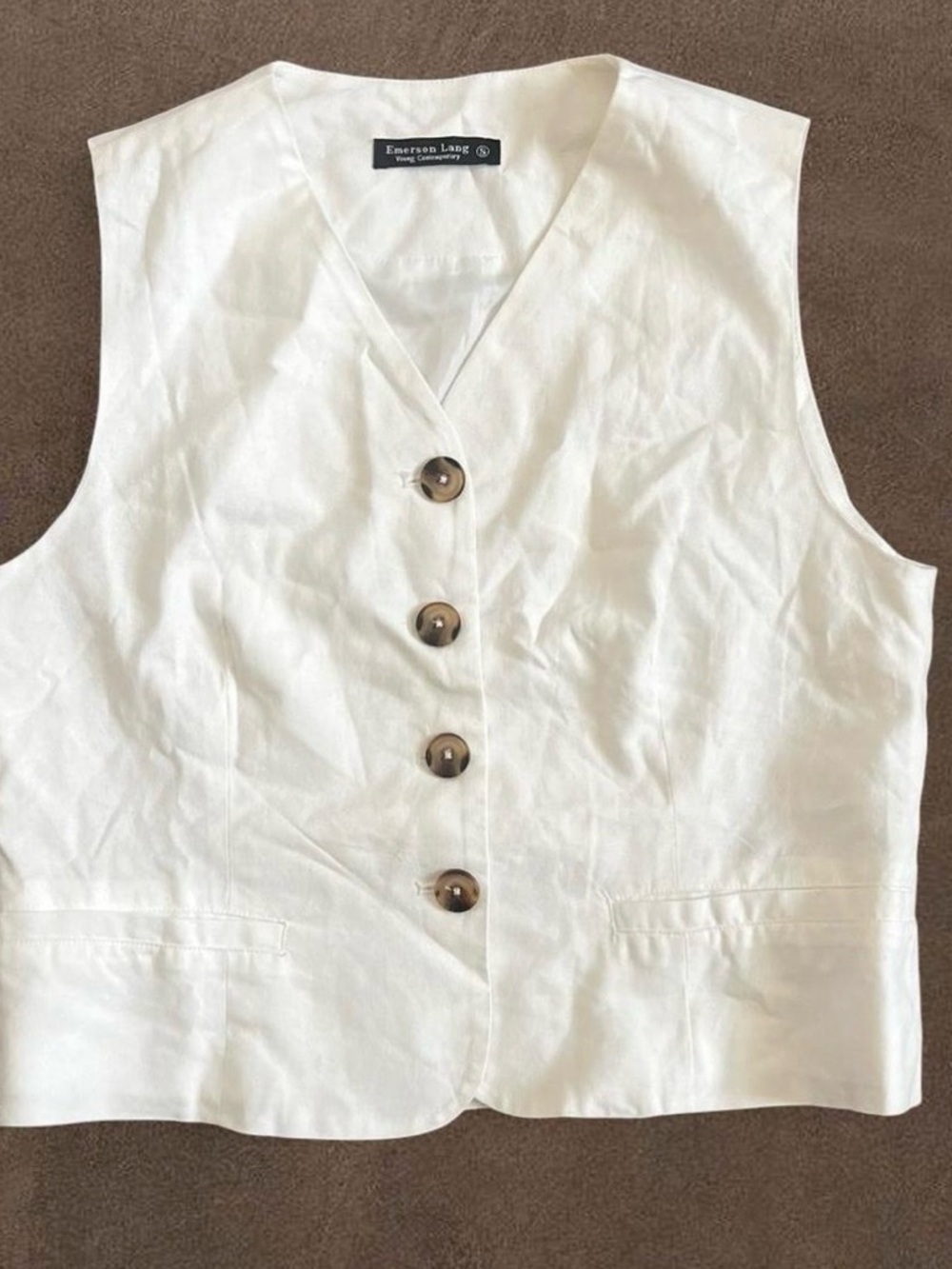 Emerson Lang White Button Up Vest - Picture 2 of 6